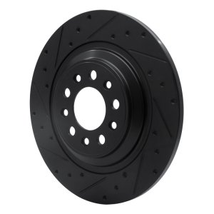 Jeep Cherokee Brake Rotor (1) - Rear Left - R1 Concepts - Drilled & Slotted - Black - `14-`23